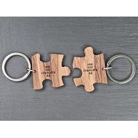 you complete me romantic jigsaw keyring