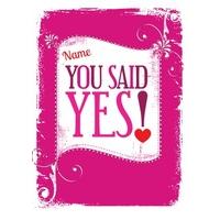 you said yes personalised engagement card