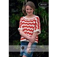 Young Lady Loose Fit 2 Colour Short Sleeved Top in DY Choice Cotton Aran (DYP233)