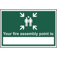 your fire assembly point is self adhesive sticky sign 300 x 200mm