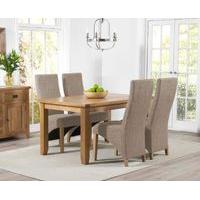 Yoland 140cm Oak Dining Table with Henbury Fabric Chairs