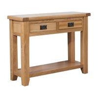 york oak 2 drawer console table