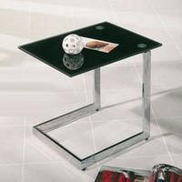 Yolander Black Glass Side Table with Chrome Legs