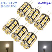 YouOKlight 6PCS G4 7W 600lm 3000/6000K 27SMD5050 LED Corn Bulb/Crystal Lamp Bead (AC/DC 12V)