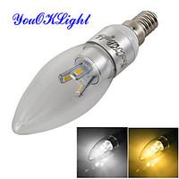YouOKLight Dimmable E14 3W 300lm 6-SMD 5630 Warm White/Cold White LED Candle Lamp- Silver (AC110-120V/220-240V)