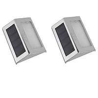 YouOKLight 2PCS 0.2W 2-LED White/Warm White Light Control Solar Wall Lamp - Silver