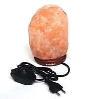 YouOKLight Himalayan Glow Hand Carved Natural Crystal Salt Lamp With Genuine Neem Wood Base Bulb And Dimmer Control 6 Inch EU Plug