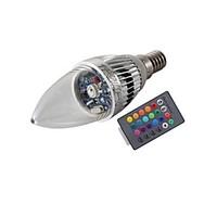 YouOKLight E14 3W Remote Controlled LED Candle Bulb Colorful Light 240lm - Silver (AC 85~265V)
