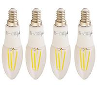 YouOKLight 4PCS E14 4W 350LM AC85-265V 4COB LED Warm White 3000K Edison Candle Bulbs LED Filament Light