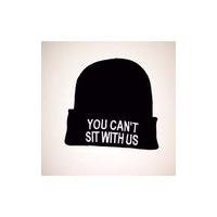 You cant sit with us Black Beanie Hat