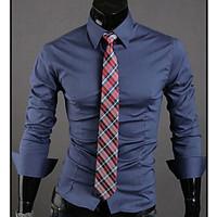 Yoonheel Men\'s Long Sleeve Shirt, Polyester Casual / Work / Formal Pure