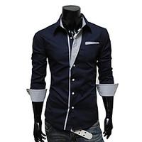 yoonheel mens long sleeve shirt polyester casual work formal solid