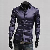 yoonheel mens long sleeve shirt silk polyester casual work formal soli ...