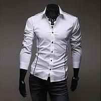 Yoonheel Men\'s Long Sleeve Shirt , Polyester Casual / Work / Formal Pure