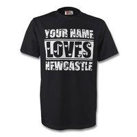 your name loves newcastle t shirt black kids