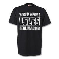 your name loves real madrid t shirt black kids