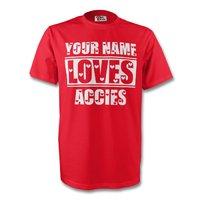 your name loves accies t shirt red kids