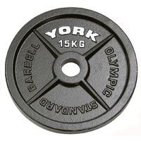 York 15kg Hammertone Cast Iron Olympic Plate
