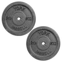 York 2 x 20kg Black Cast Iron 1Inch Plates