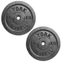 York 2 x 15kg Black Cast Iron 1Inch Plates