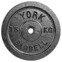 York 15kg Black Cast Iron 1Inch Plate