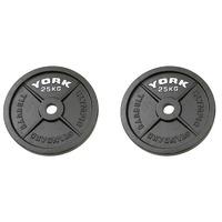 York 2 x 25kg Hammertone Cast Iron Olympic Weight Plates