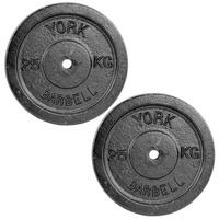 York 2 x 25kg Black Cast Iron 1Inch Plates