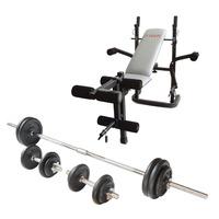 York B501 Weight Bench and Viavito 50kg Cast Iron Weight Set