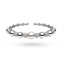 yoko 18ct white gold 108ct diamond and pearl bangle