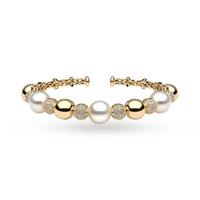 Yoko 18ct Yellow Gold 1.08ct and Diamond Pearl Bangle