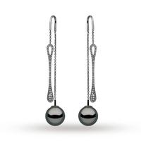 yoko 18ct white gold tahitain 040cttw diamond drop earrings