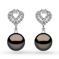 Yoko 18ct White Gold 10mm Cultured Tahitian Pearl Drop Earrings