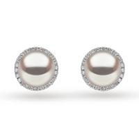 yoko 18ct white gold pearl and 0325ct diamond stud earrings