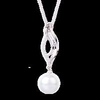 yoko 18ct white gold pearl and 011ct diamond pendant