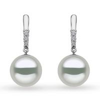 Yoko 18ct White Gold 10mm Pearl Diamond Drop Earrings