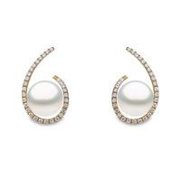 Yoko Pearls 18ct Yellow Gold 0.25ct Diamond Freshwater Pearl Swirl Stud Earrings