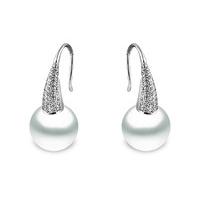 Yoko Pearls 18ct White Gold 0.40ct Diamond White Pearl Tapered Drop Earrings