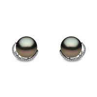 yoko pearls 18ct white gold 024ct diamond tahitian pearl stud earrings