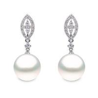 Yoko Pearls 18ct White Gold 0.35ct Diamond White Pearl Drop Earrings