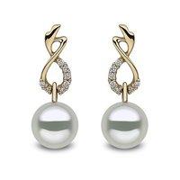 Yoko London 18ct Yellow Gold and Cultured Fresh Water Pearl Diamond Earrings