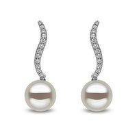 Yoko 18ct white Gold Cultured Freshwater Pearl and Diamond Drop Earrings