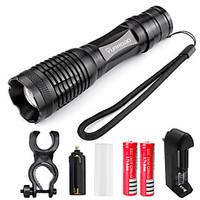 YURROAD CREE XM-L T6 LED Flashlight 218650 Batteries USA/EU Charger Cycling Mount Holder Fishing Cycling Hunting Camping Working Light