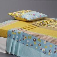 YURTI Floral Print and Stripes Flat Sheet