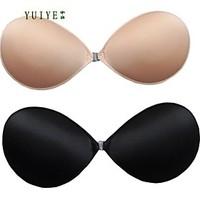 YUIYE Women Silicone Invisible Bra Strapless Adhesive Bra Ladies Sexy Black Skin Bra