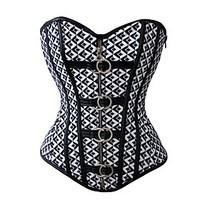 YUIYE Women Sexy Lingerie Waist Training Bustier Tops Shapewear Waist Cincher Black and White Check Grid Corset