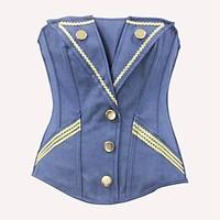 YUIYE New Women Jean Sexy Lingerie Waist Training Corset Bustier Tops Shapewear Blue S-2XL