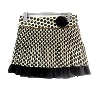Yumi Size M Gold and Black Pleated Polka Dot Mini Skirt with added frill and corsage