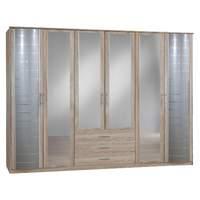 Yvonne 6 Door 3 Drawer Aluminium Effect Mirrored Wardrobe