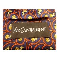 yves st laurent navy and gold rose print designer silk tie