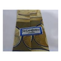 yves saint laurent silk tie champagne blue with coffee cup design